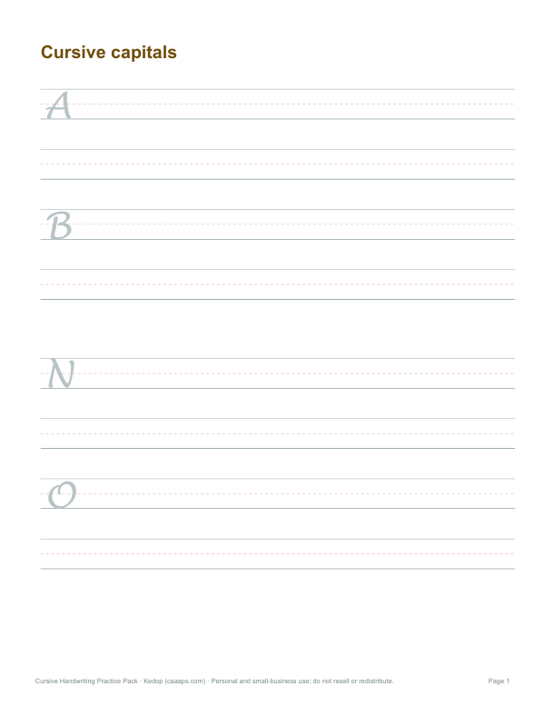 Preview of Printable Cursive Capital Tracing Sheet